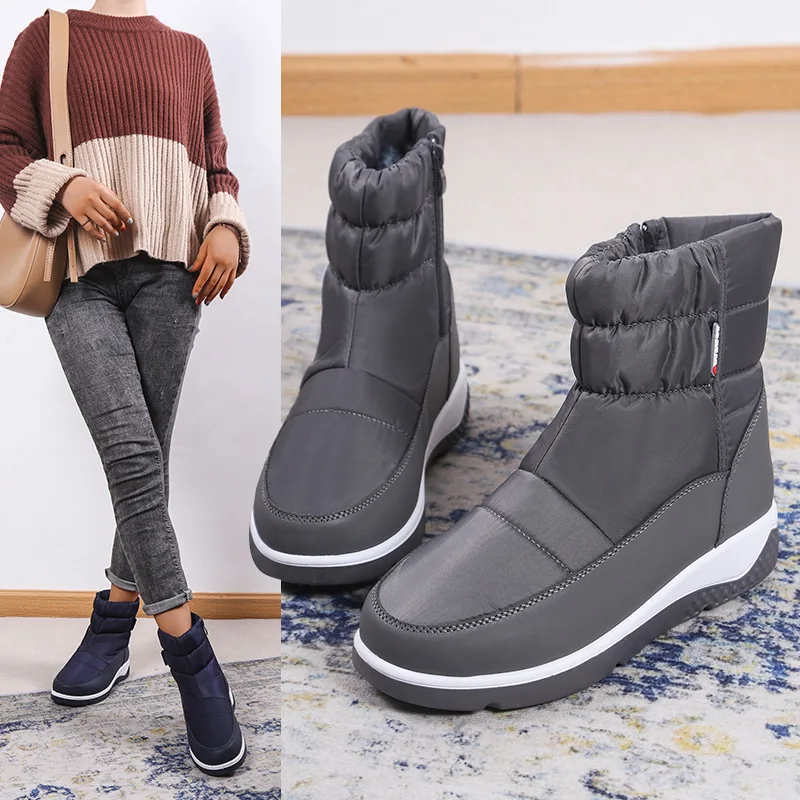 Women Boots 2022 New Winter Boots with Platform Shoes Snow Botas De Mujer Waterproof Low Heels Ankle Boots Female Women Shoes