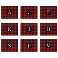 black letter kitchen placemat red plaid linen table mats waterproof drink coasters nordic decorative cup mats western placemat
