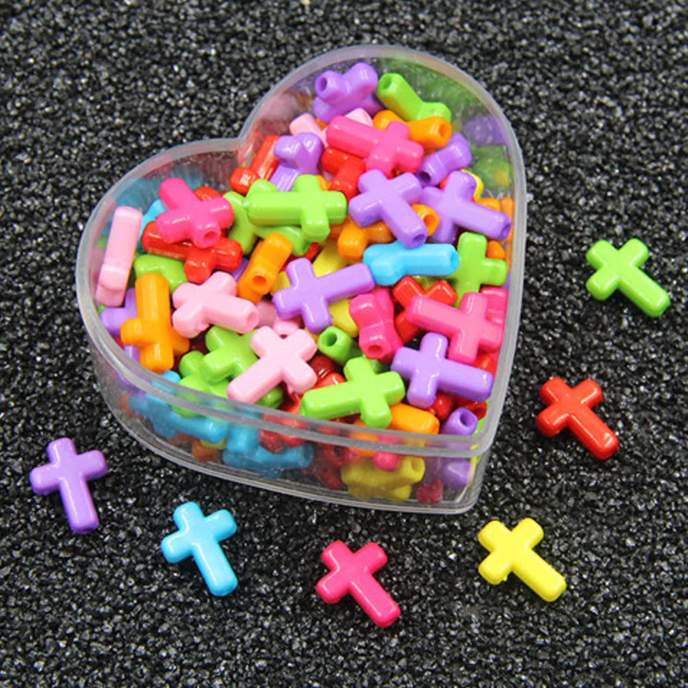 

100pcs Cross Beads Colorful Cube Beads Spacer Bead Loose Beads DIY Supplies for Necklace Jewelry Earings Bracelet Assorted