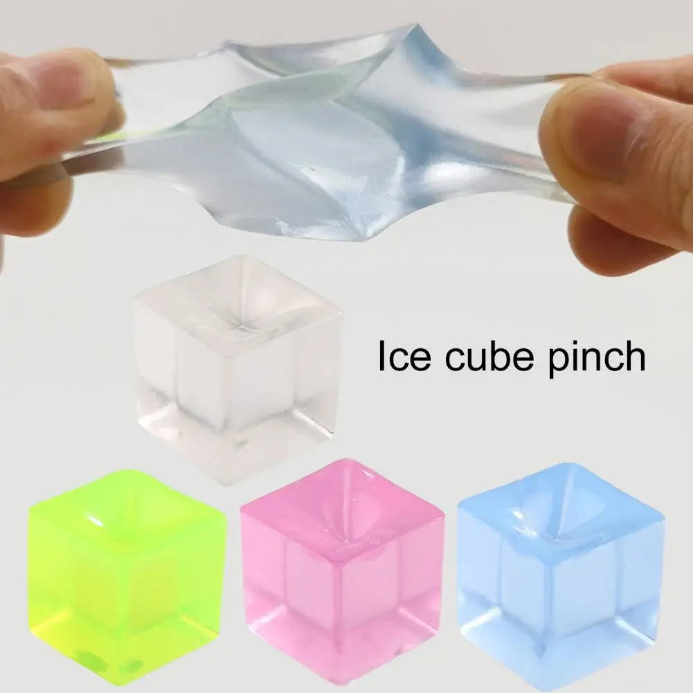 

2Pcs Ice Cube Squeeze Toys Soft TPR Quick Recovery Transparent Square Cube Pinch Toy Squishes Block Fidget Toy Party Favor