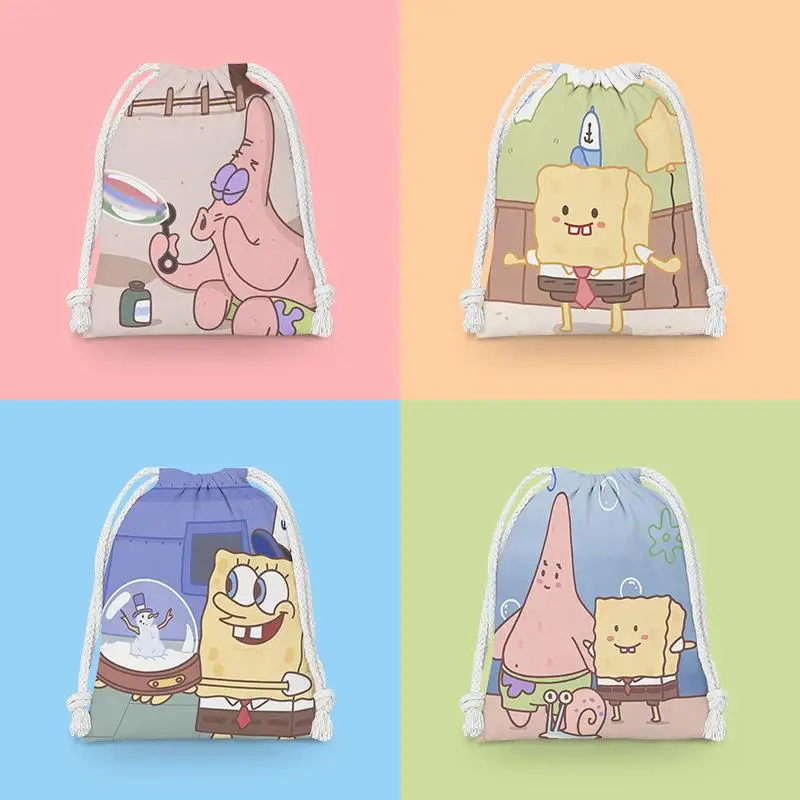 

Spongebob Patrick Star Banded Pocket Drawstring Kawaii Cloth Bag Sundry Storage Cosmetic Bag Multi Functional Portable Wash Bag
