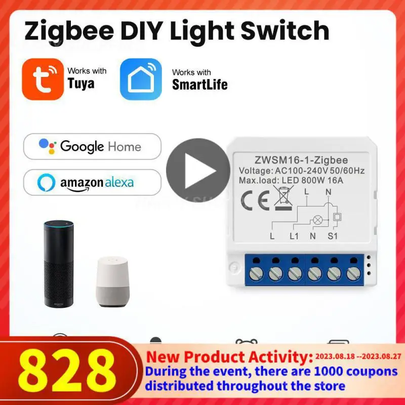 

Умный модуль переключателя Zigbee Tuya, двухстороннее управление, автоматизация «сделай сам» для умного дома, с 1/2/3/4 клавишами, работает с Alexa Google Home