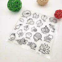 cute fruit transparent silicone finished stamp diy scrapbooking rubber coloring embossed diary stencils decor reusable 1414cm