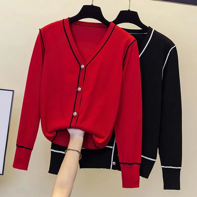 

Женская футболка с V-образным вырезом, свободный облегающий Кардиган с длинным рукавом, Осень-зима 2023