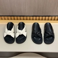 new sheepskin slippers womens fashion korean version 2022 summer thick bottom slope heel flat bottom wear sandals outside