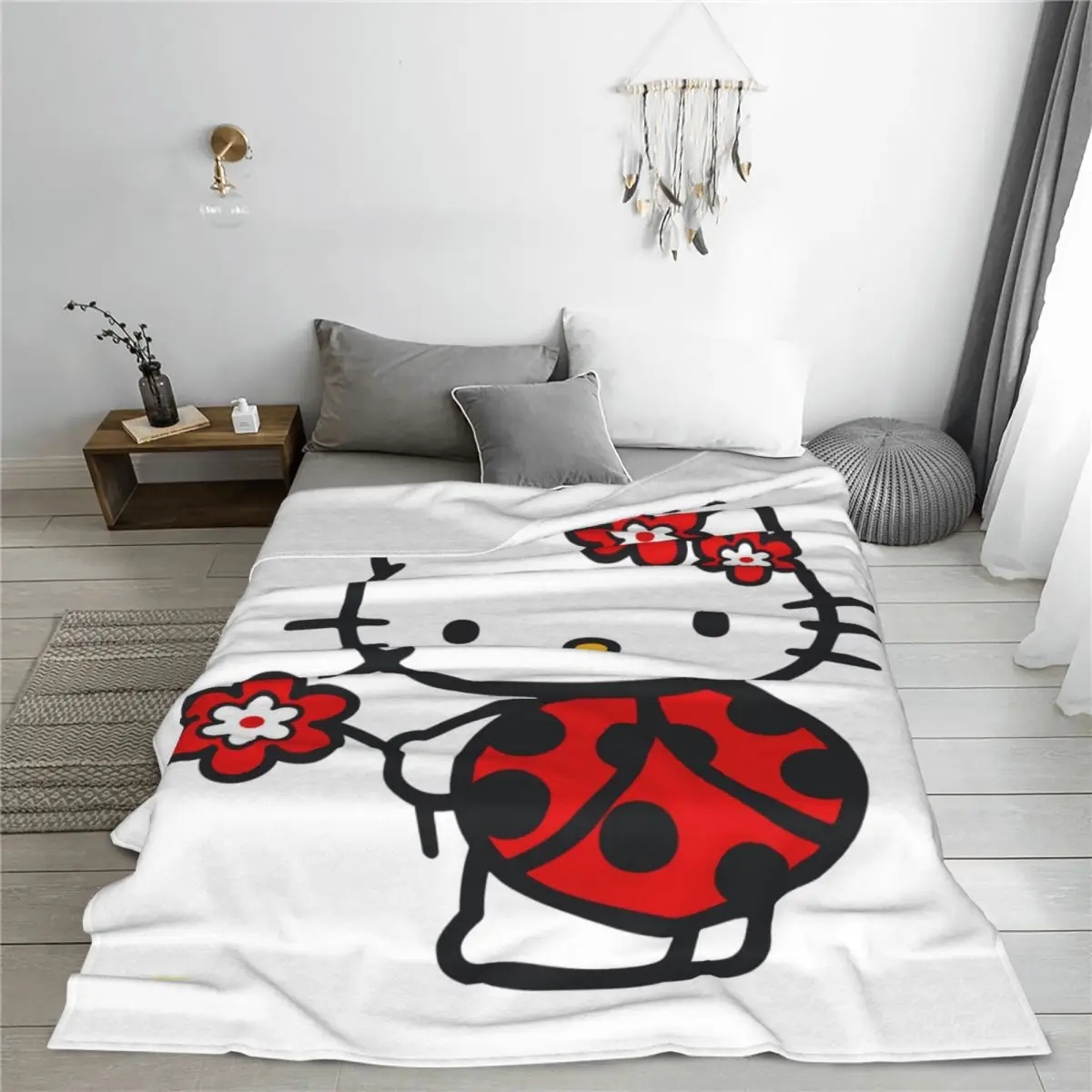 Одеяло с божьей коровкой Hello Kitty для косплея Фланелевое покрывало пикника на