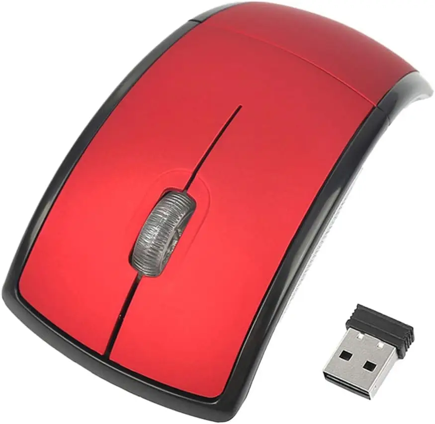 

Arc Wireless Mouse 2 4G Folding Travel Mouse with USB Receiver for Laptop Desktop Computer (Red)