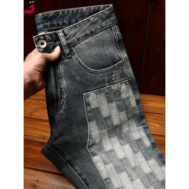 Роскошные джинсы для мужчин высокого качества модные облегающие Прямые