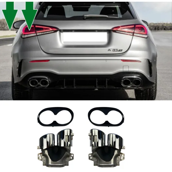 

Bright silver Rear Bumper Diffuser Spoiler Lip exhaust tailpipe For Mercedes Benz A -Class W177 AMG A35 upgrade A45 Hatchback