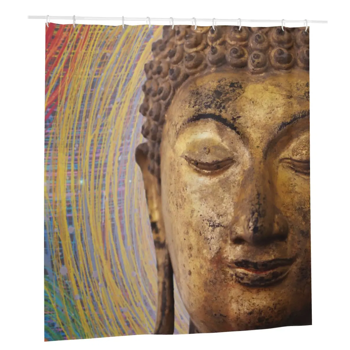 

Абстрактная занавеска для душа из полиэстера с изображением Будды, водонепроницаемая занавеска для ванной, индивидуальная декоративная за...