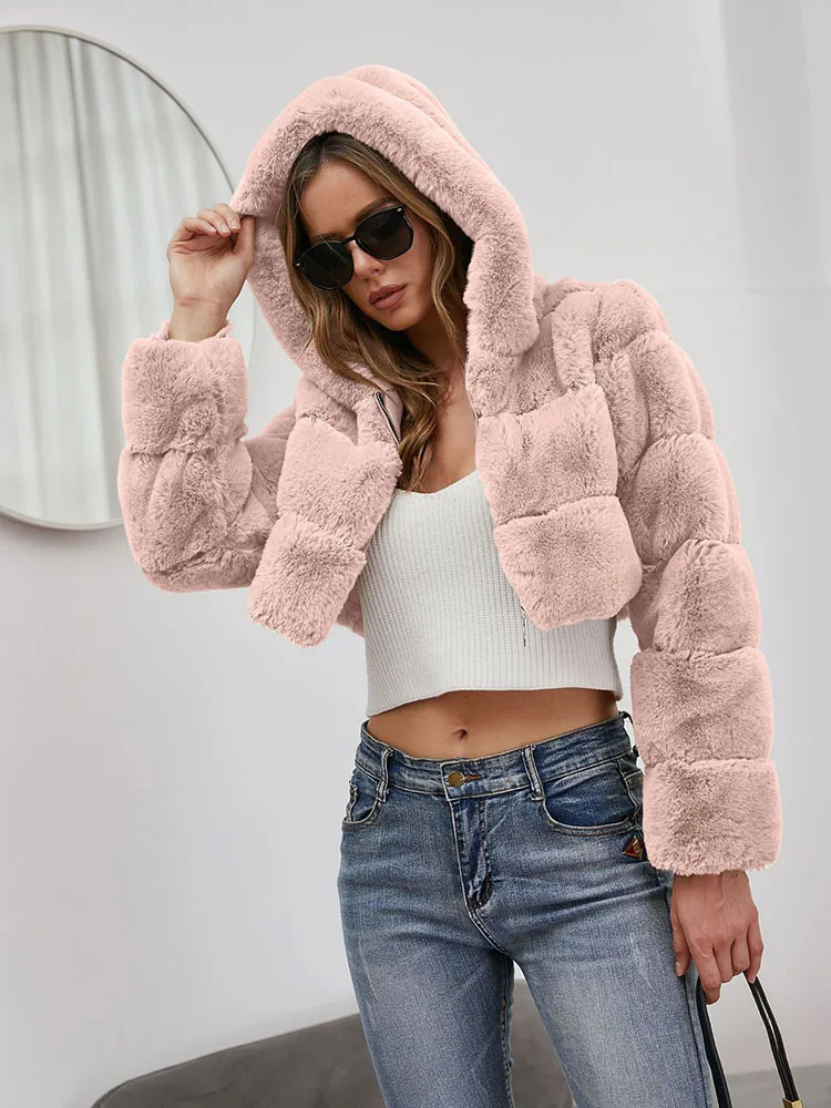 Women's Parka Faux Fox Fur Fashion Europe Warm Cheap Teddy Jacket Long Sleeves 2022 New Luxury Fluffy Coat Free Shipping