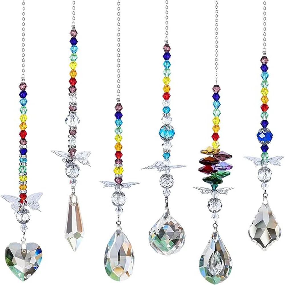 

Хрустальная Призма, Ловушка Для Солнца, 6 Шт., Дизайн Bабочка, Декоративные Подвесные Украшения Для Дома И Улицы