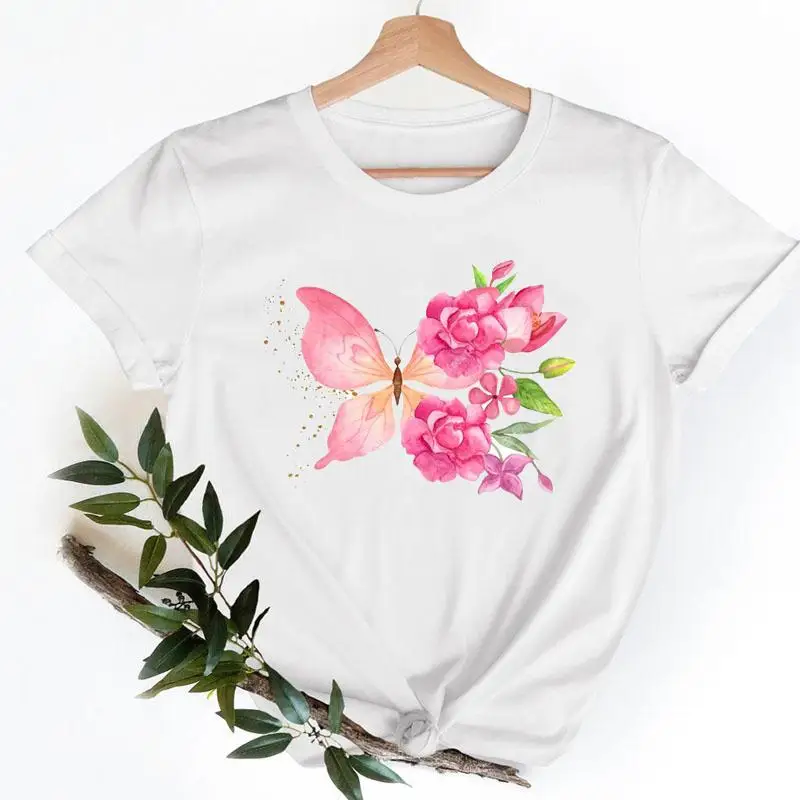 

90s Floral Sweet Cute Women Short Sleeve Casual Tshirt Summer Top Female Fashion Clothes T Tee Shirt Lady Graphic T-shirts