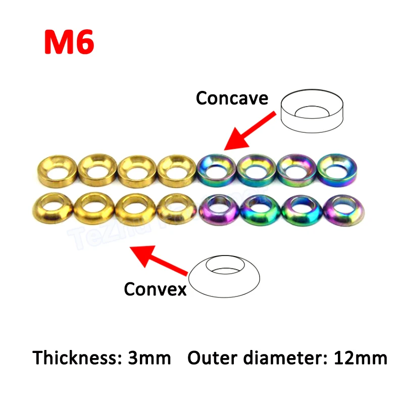 1/2/4/8pcs Titanium Gasket M6 Concave Convex Washer Spacer for MTB Disc Brake Caliper Group Mounting Bolts bb5/bb7 Brake Gasket images - 6