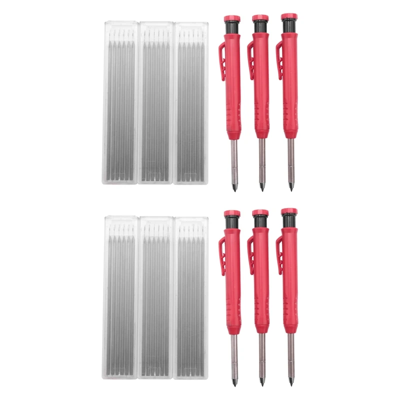 

New-2 Set Carpenter Pencils,Solid Carpenter Pencils With Built-In Pencil Sharpener, Mechanical Drawing Pencils