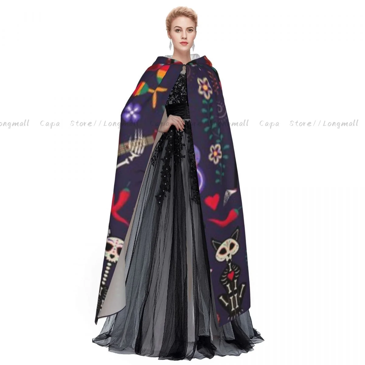 Мексиканский День мертвых плащ с капюшоном для косплея