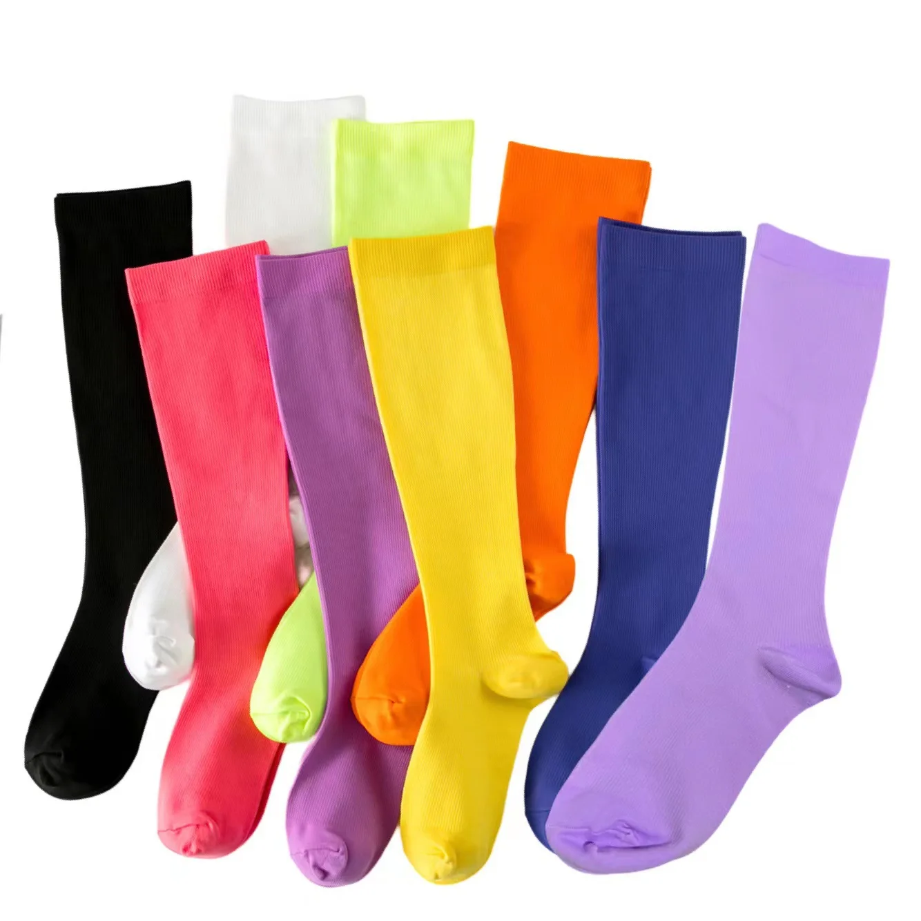 Women's multi-color Compression Socks Candy Color Knee Socks Sports Function Compression Socks mid-calf Socks