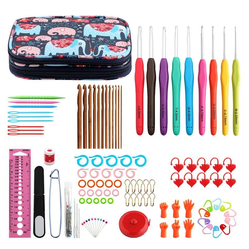 

Набор высококачественных вязальных крючков с чехлом, набор вязальных спиц игла «сделай сам», художественные ножницы, маркеры для стежки, ин...