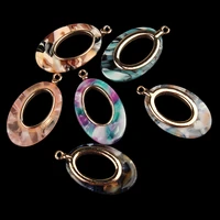 3519mm 6pcslot zinc alloy metal colorful resin hollow oval shape charms for diy jewelry earrings making accessories