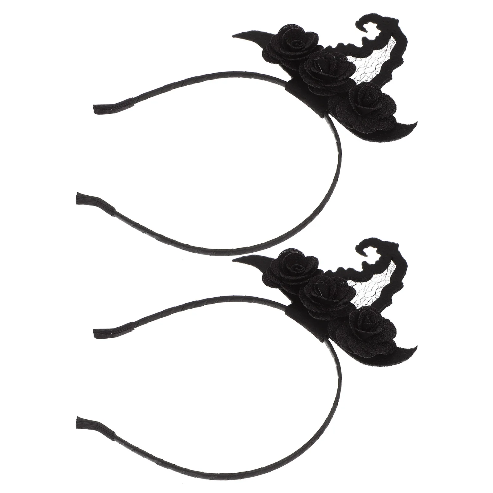 

2 Pcs Hair Witch Hat Headband Child Mini Ties Black Headbands Halloween Mesh Cosplay