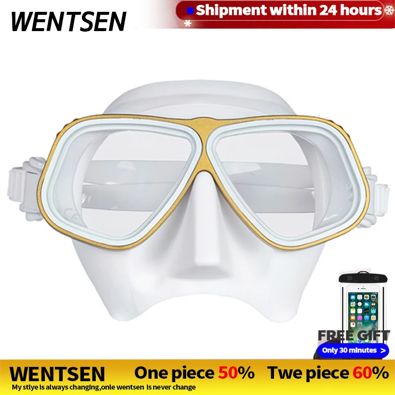 NEW High-end Free Diving mask Gold-plated goggles frame Ultra low volume snorking equipment Underwater scuba divig Free dive
