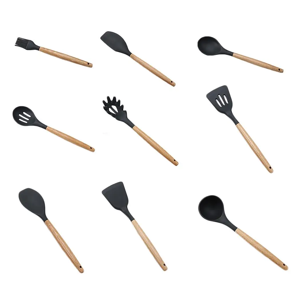 

Деревянная силиконовая лопатка, ковш для супа, лопатка с прорезью, ложка без прилипания, домашние кухонные инструменты для готовки