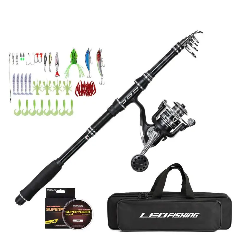 

Fishing Rod And Reel Combo Carbon Fiber Fishing Pole And Reel Combo Set Multifunctional Portable Fishing Accessories And