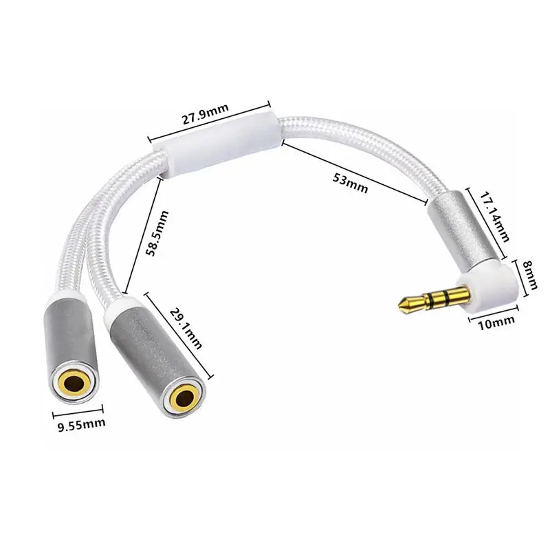 Позолоченная металлическая оболочка хлопковая сетка DC3.5 мм 3-полюсный аудио