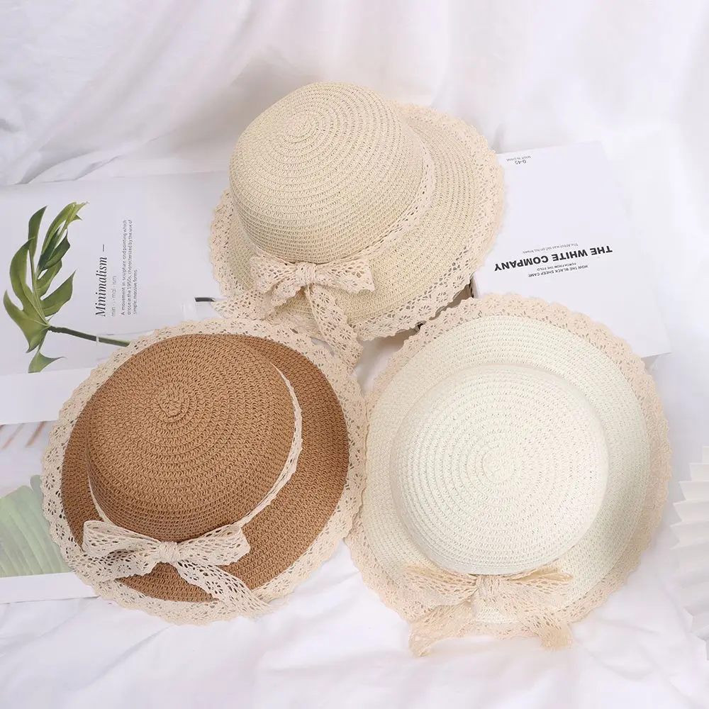 

Travel Sun Protection Girls Princess Summer Children Bucket Hat Baby Straw Cap Sunbonnet Fisherman Hat