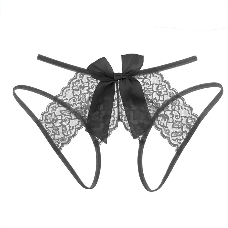 

Сексуальное женское нижнее белье, женские трусики, прозрачные стринги с открытой промежностью, однотонные стринги, нижнее белье с бантом для женщин, женские кружевные трусики