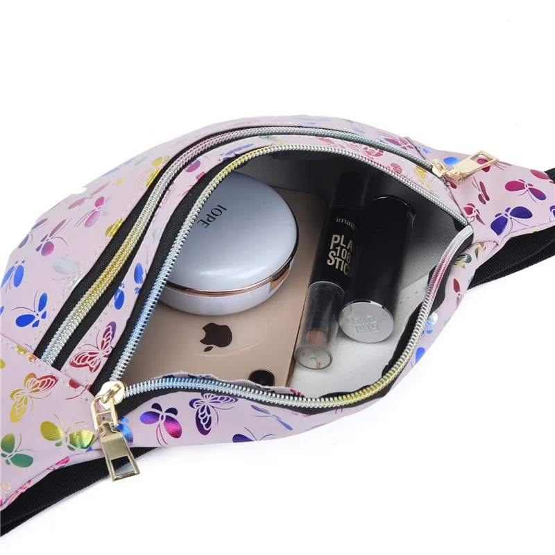 Wholesale Sports Running Waterproof Waist Bag Sling Crossbody Custom Butterfly Printing Fanny Pack Waist Belt Pack Travel
