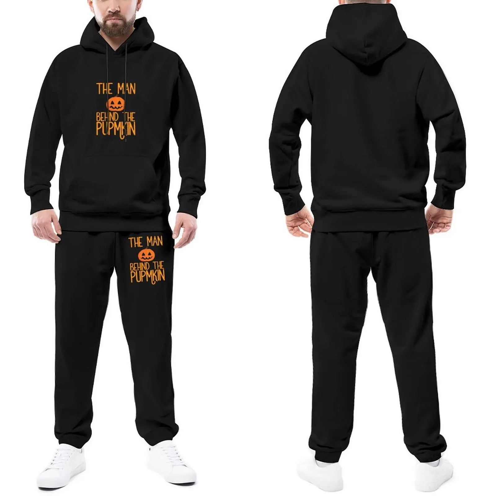 

Trapstar Tracksuits Man Behind The Pumpkin Spooky Casual Jogging Suit Halloween Hoodie Set Cool Hoody Sweatpant Set Plus Size