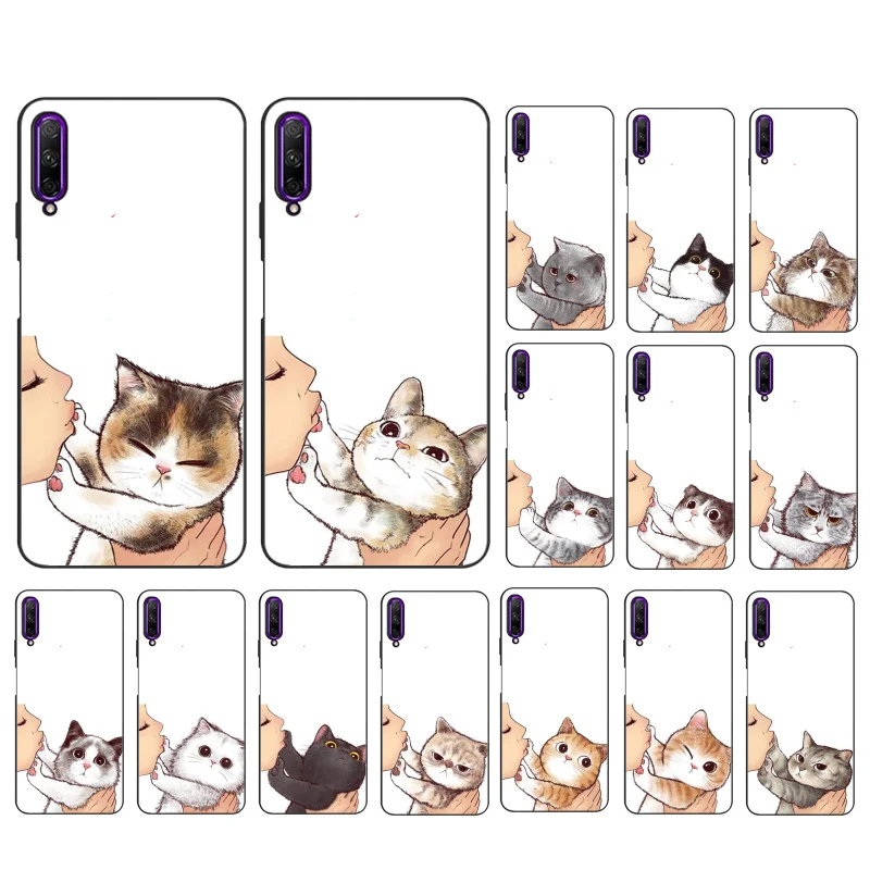 

No Kisses Cat Illustration Phone Case For Huawei P50 Pro P30 P40 Lite P40Pro P20 lite P10 Plus Mate 20 Pro Mate20 X