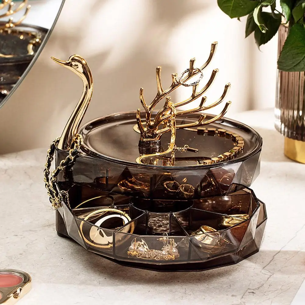 

Органайзер для ювелирных изделий Swan, уникальная шкатулка для хранения сережек, браслетов, трехслойная вместительная витрина для ювелирных изделий