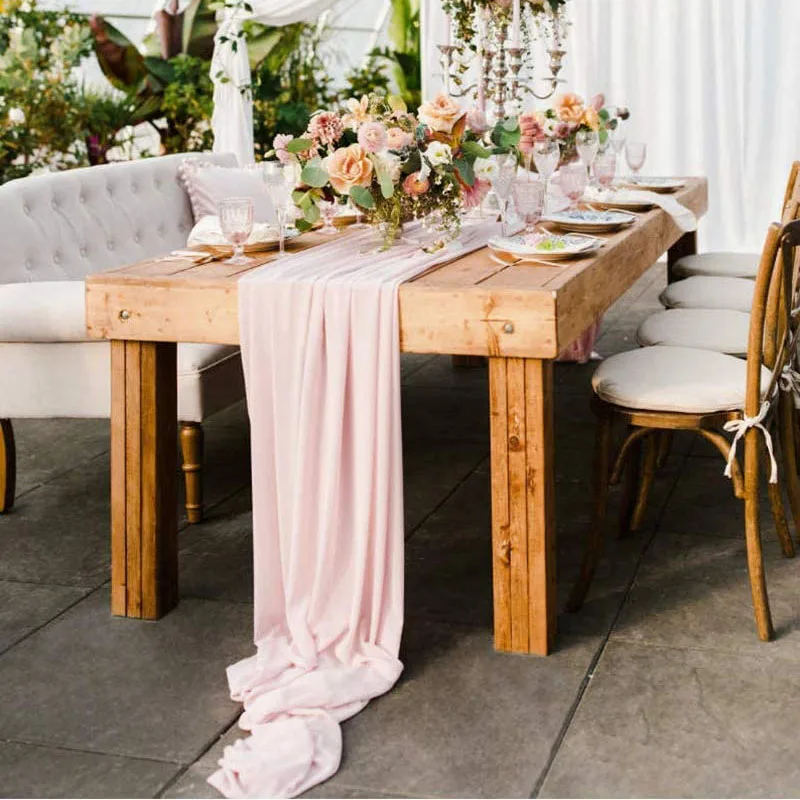 

Chiffon Pink Table Runner for Wedding Reception Decorations 3 Meters Tulle Swags Birthday Tablecloth Decor Wedding Arch Backdrop