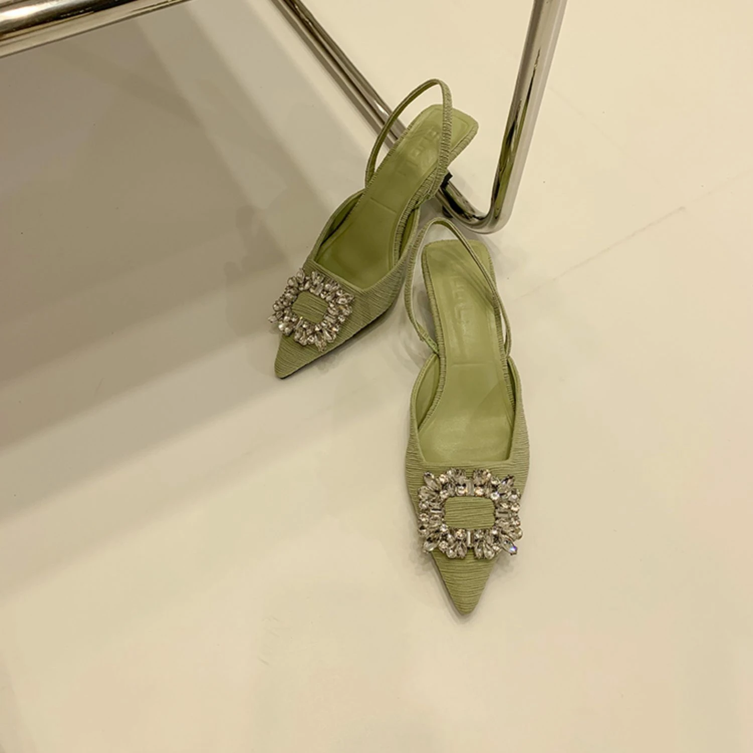 Summer Low Sandals Woman Leather Low Heeled Rome PU Slides Fabric Hoof Heels Rubber Low Sandals Woman Leather Low Heeled Sandal