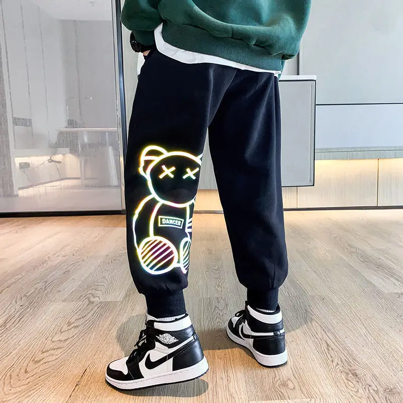 Boys' Spring and Autumn Pants Autumn and Winter Cotton-Padded Pants Children's Sport Pants Funky Casual Sweatpants Fleece-Lined