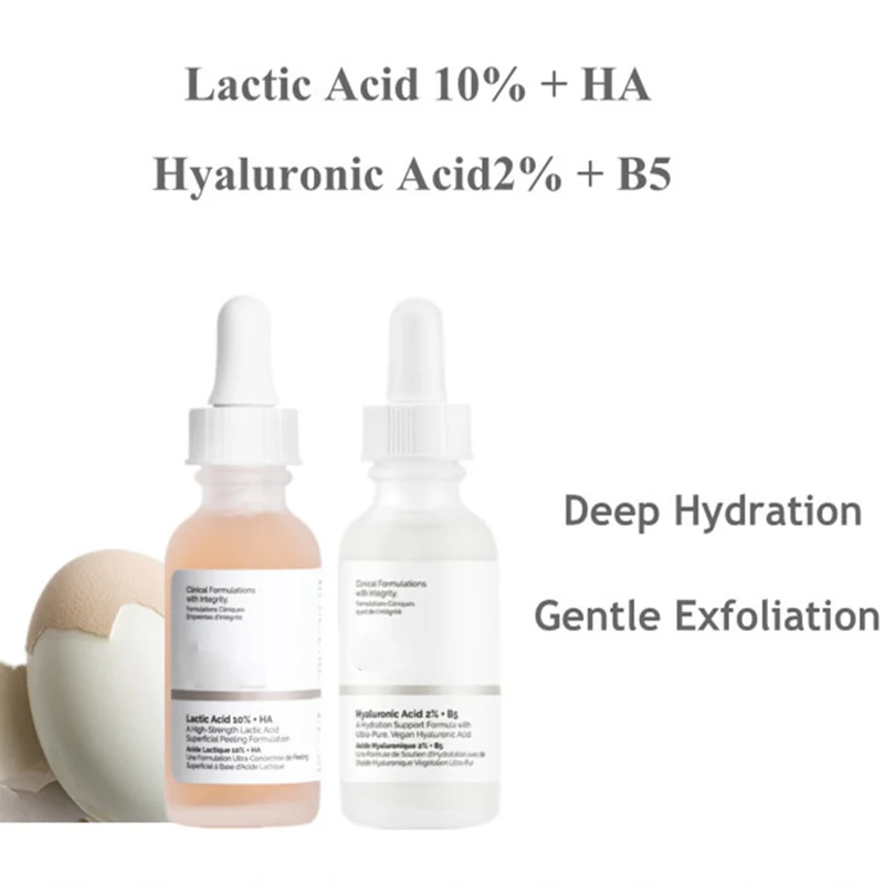 

Hyaluronic Acid 2% + B5 Lactic Acid 10%+HA Deep Hydration Moisturizing Gentle Exfoliation Brighten Skin Clean Anti Marks 30ml