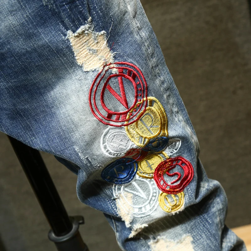 Men's Jeans Retro Slim Fit Denim Pants Bicycle Stretch High Quality Men's Straight Tube Casual Designer Brand Street Apparel