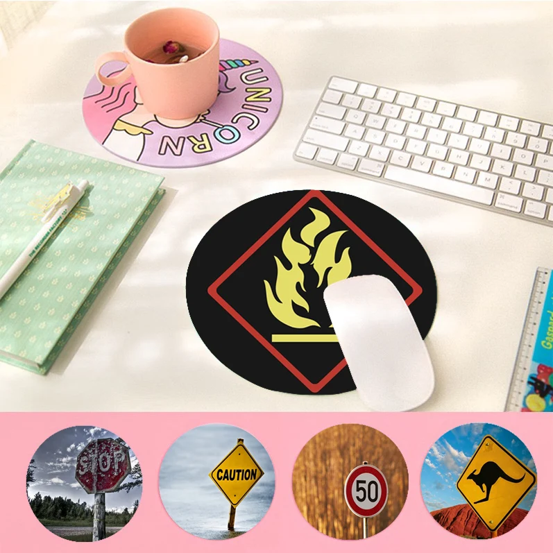 

Sign 20x20cm Round Keyboard Mat Table Mat Students Cabinet Gamer Desktop Mousepad Cup Mats For PC Gamer Mousemat