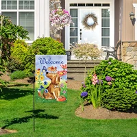 welcome dog decorative cute puppy spring summer double sided garden flag banner for outside house yard home decorative