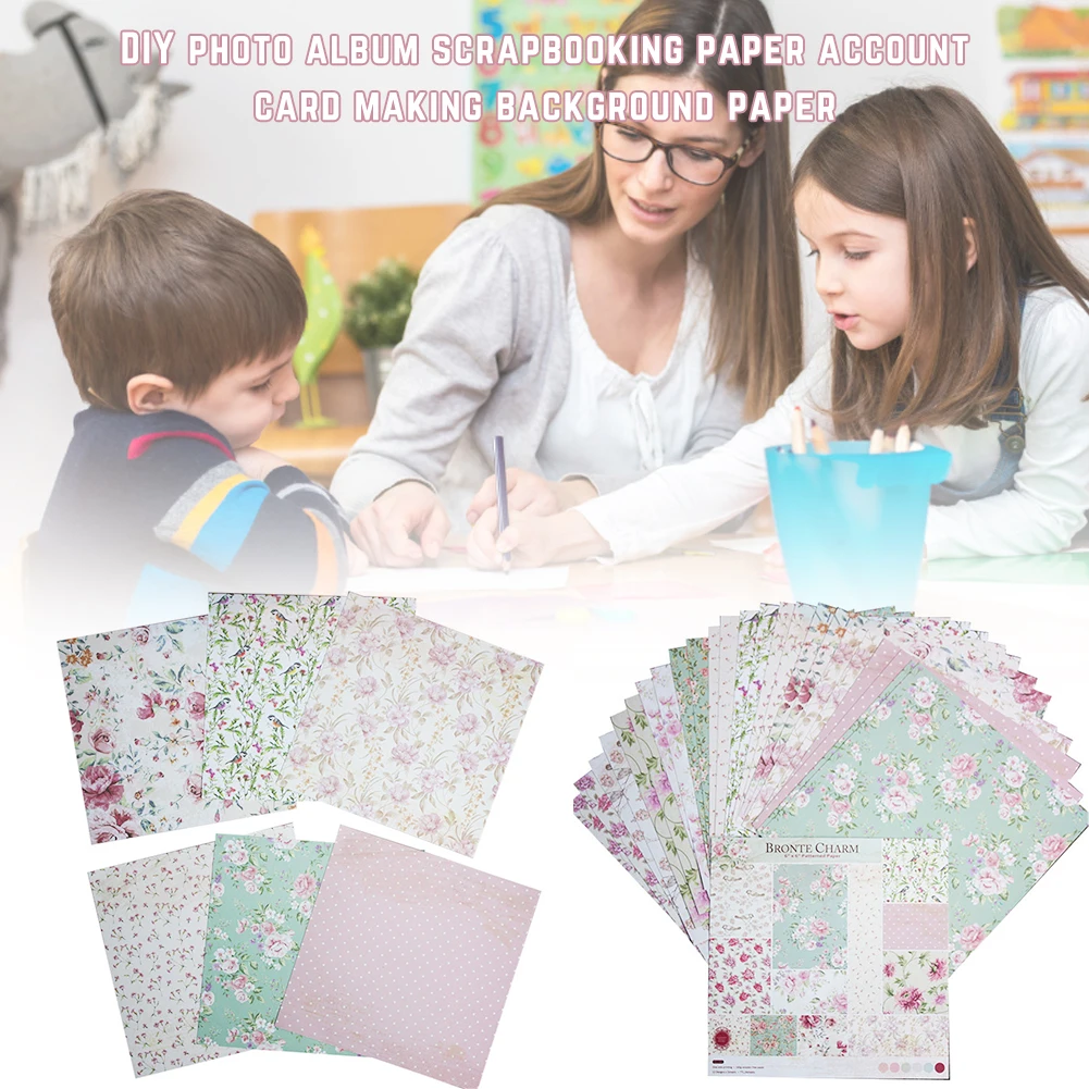

24pcs DIY Album Scrapbook Pads Paper Hand Account Card Making Background Paper 6 Inch Single-Sided Pattern Craft Paper