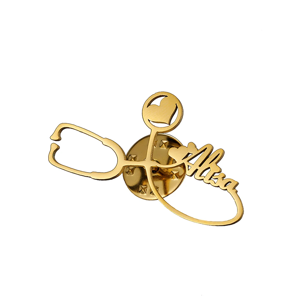 YHLISO индивидуальное имя текст логотип стетоскоп булавка брошь