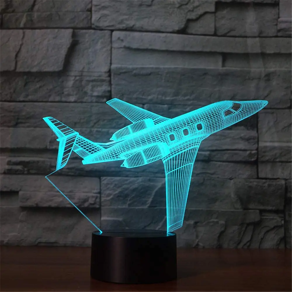 

Aircraft Plane 3D Led Lamp Night Light 7 Color Change Abstractive Optical Illusion Touch Switch USB Powered Night light Gift