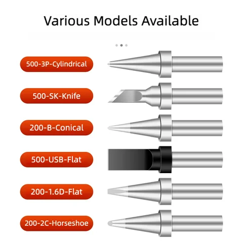 Бессвинцовые паяльные жала 500-B/500-K/500-SK/500-5D для паяльных станций