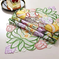 europe elegant hollow easter egg art embroidery bed table runner flag cloth cover lace tablecloth mat kitchen party decor