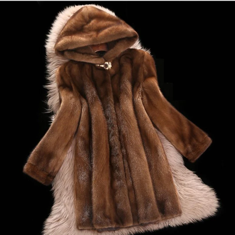 Women mink coats female mink fur coat genuine long fur coat ladies winter clothes oversize 6xl 5xl 7xl Imitation fur coats