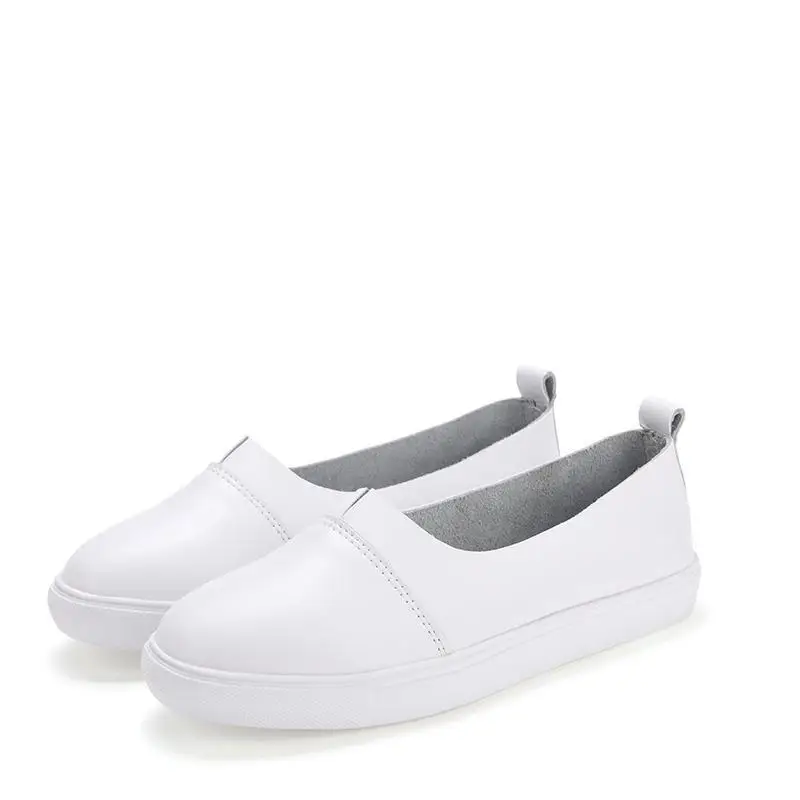 

Nurse Shoes Leather Tendon Soft Bottom White Flat Heel Anti-slip 's Thin Shoes White Shoes Moccosins Mom Shoes lykj-yx