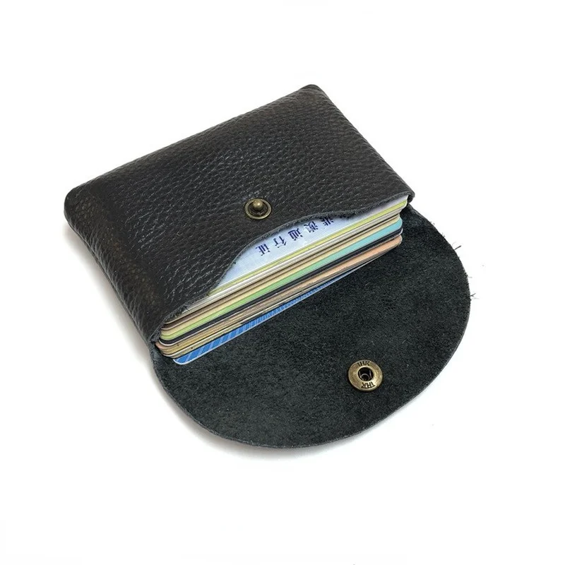 

Компактный кошелек из натуральной кожи для кредитных карт, тонкий бумажник из мягкой воловьей кожи для мужчин и женщин, держатель для смарт-карт, клатч для мелочей