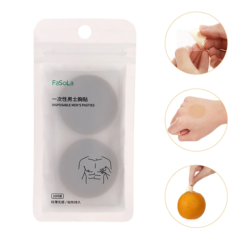 

20 Pairs Lightweight Waterproof Comfortable Breast Cover Invisible Breast Stickers for Male Men